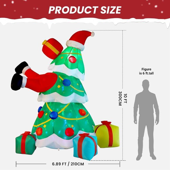 ⚡10FT Inflatable Christmas Tree with Built-in LEDs Lights Outdoor Decorations - Picture 2 of 9